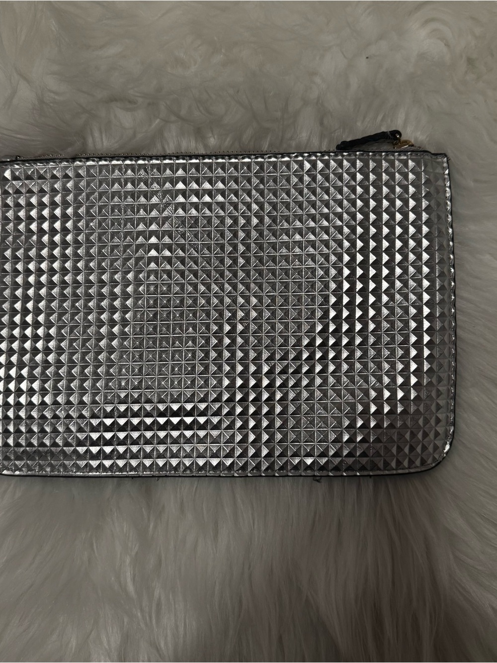 Forever 21- Silver Textured Zip Pouch Clutch - Women Bags